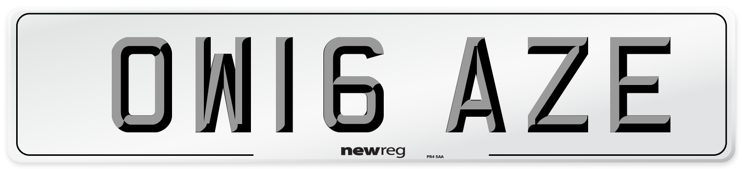 OW16 AZE Number Plate from New Reg